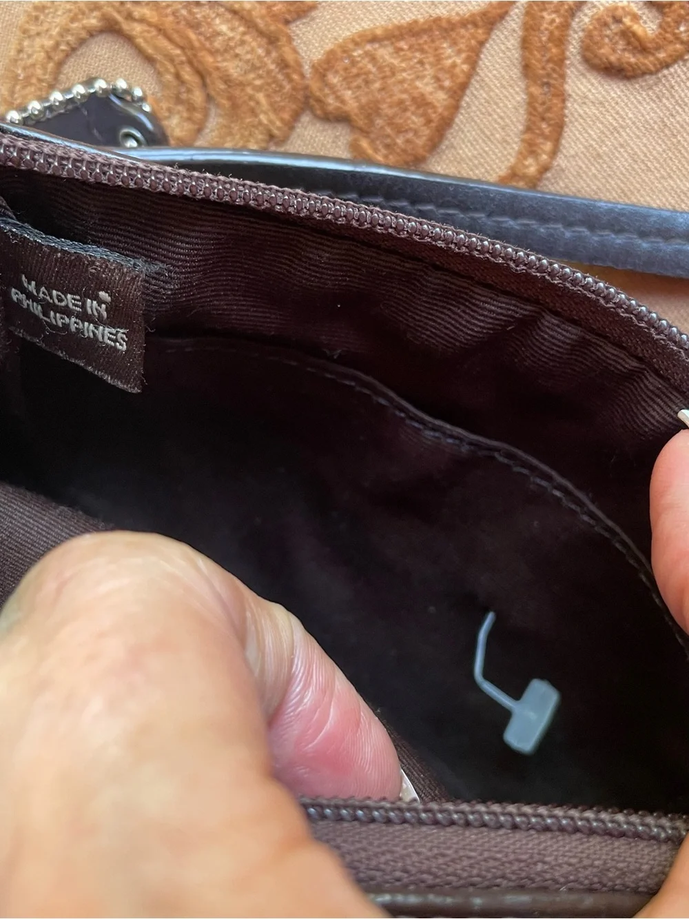 Coach Khaki and Brown Signature Canvas Wristlet